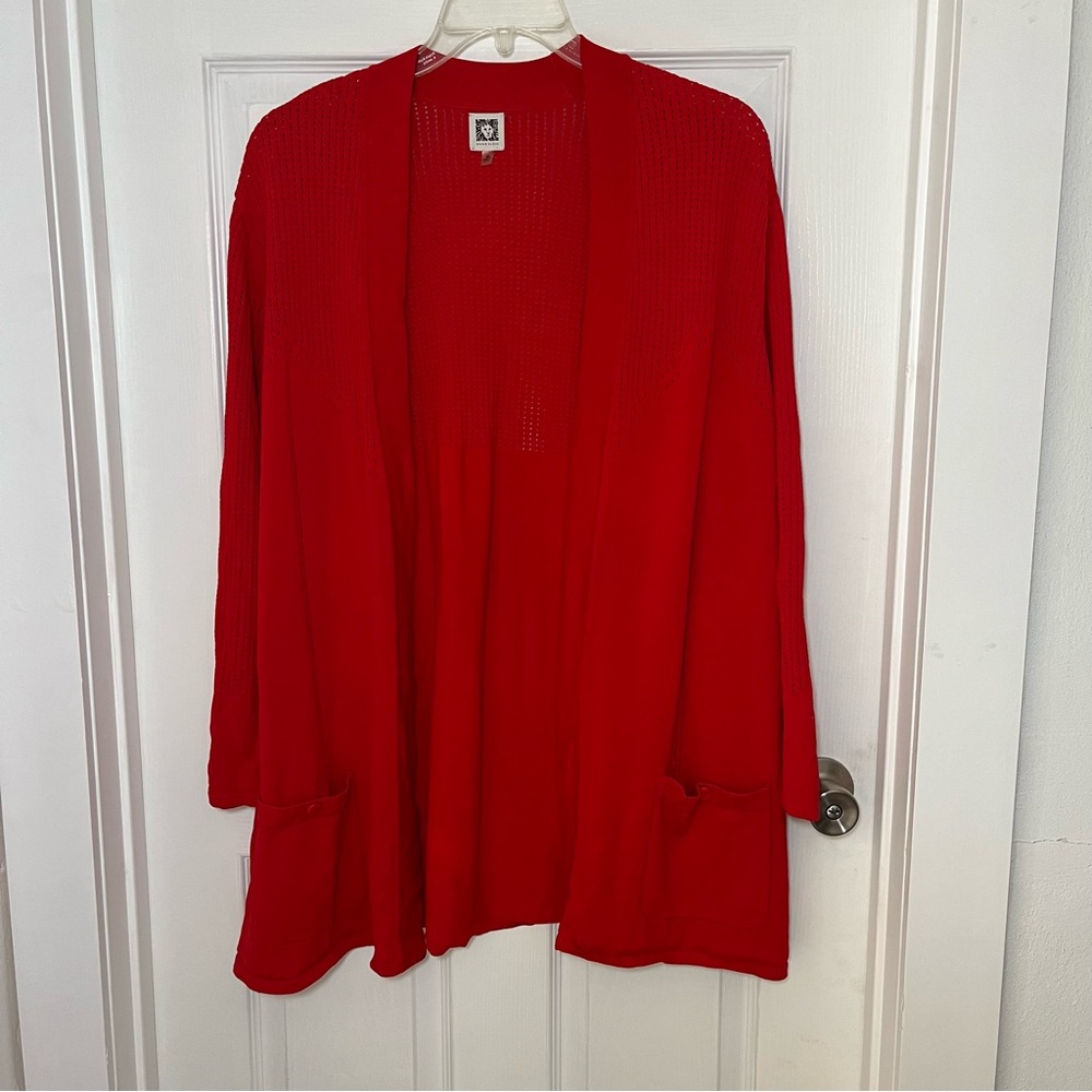 Anne Klein Plus Red Women's Open Cardigan